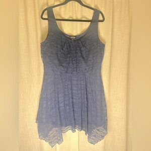 Event Dress - Blue Lace Overlay- Stretch to Fabric - Size 2X